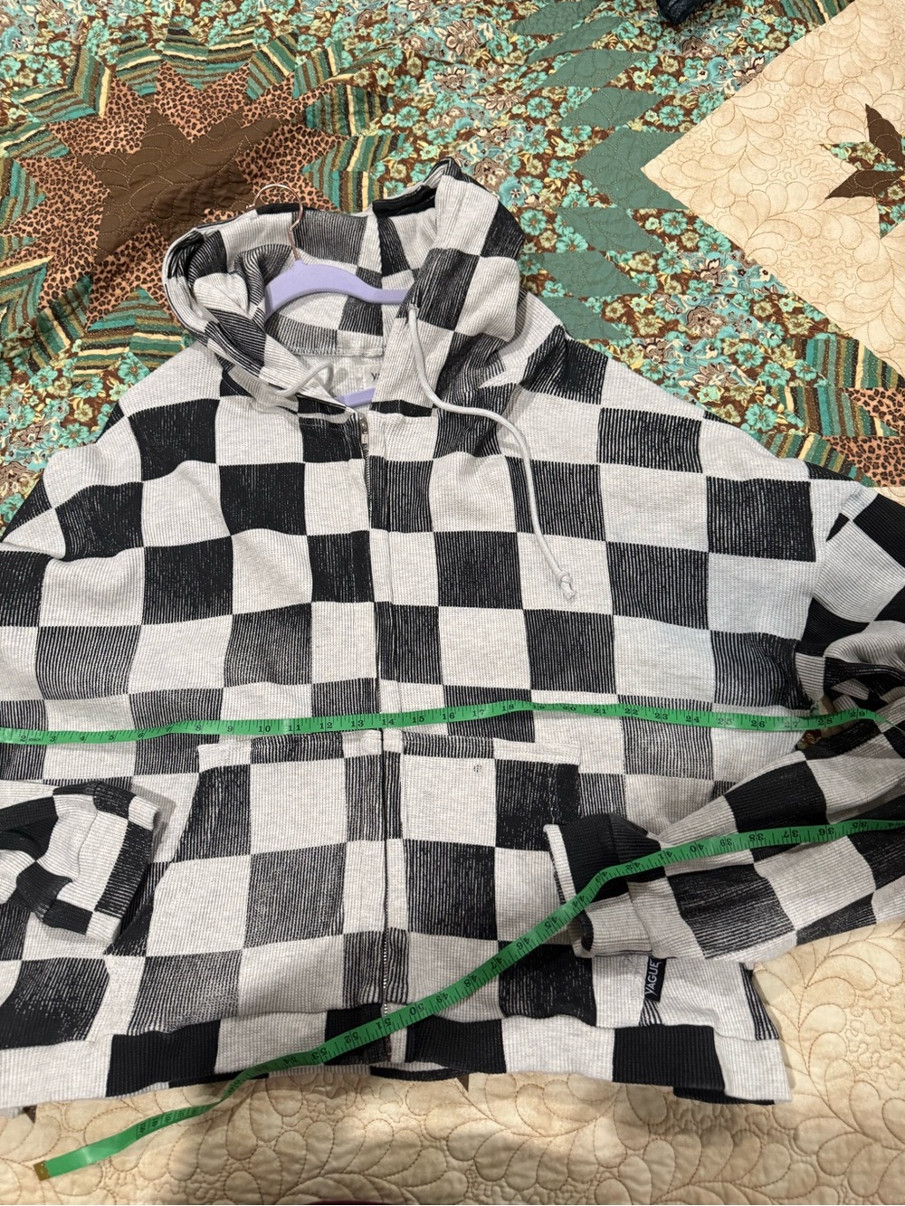 VAGUE Studios checkered thermal zip-up hoodie XL - Picture 6 of 8